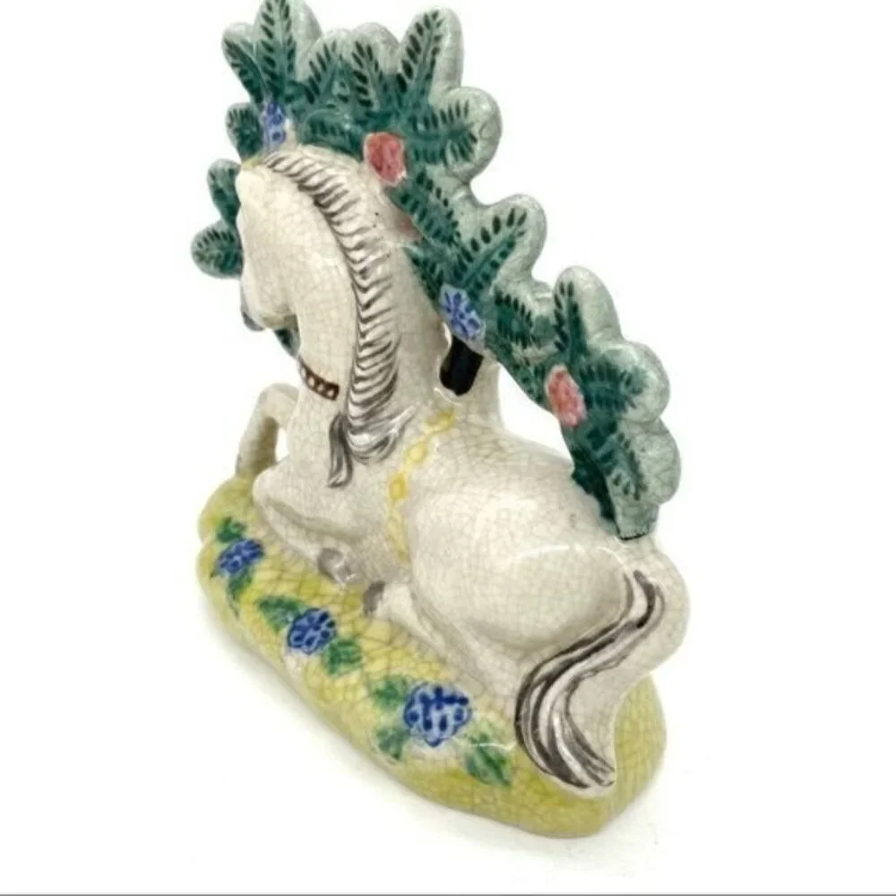Vintage Staffordshire England Unicorn Horse Figurine Hand Painted